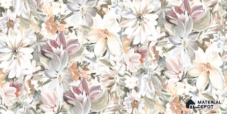 Floral Wall TL 12543 Gardenia 4 ft x 2 ft Digi Matte Finish Vitrified Tile - 9 mm | Suitable for Living Room, Bathroom, Dining & Highlighter Wall