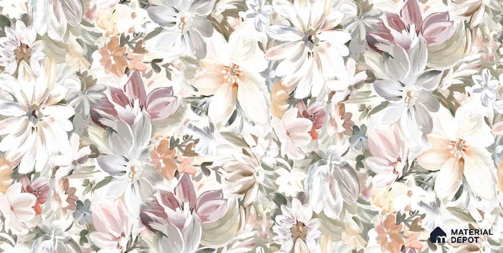Floral Wall TL 12543 Gardenia 4 ft x 2 ft Digi Matte Finish Vitrified Tile - 9 mm | Suitable for Living Room, Bathroom, Dining & Highlighter Wall