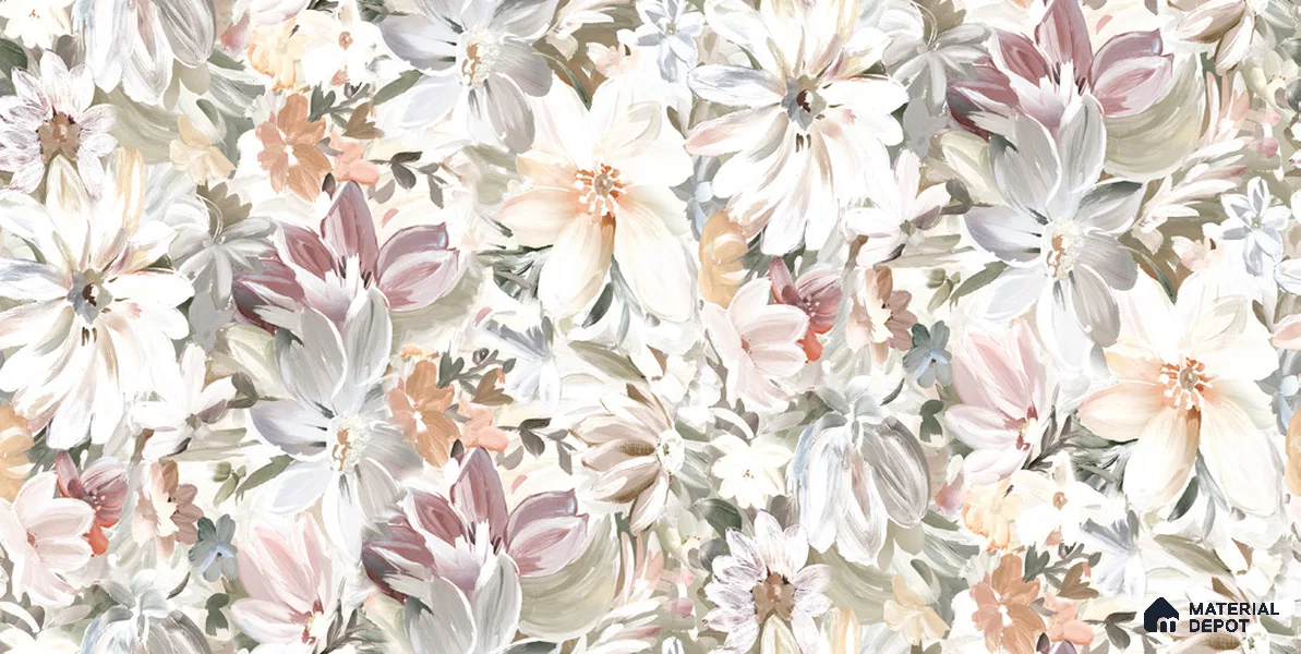 Floral Wall TL 12543 Gardenia 4 ft x 2 ft Digi Matte Finish Vitrified Tile - 9 mm | Suitable for Living Room, Bathroom, Dining & Highlighter Wall