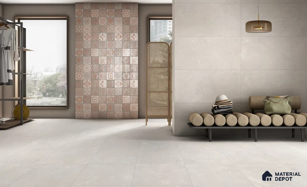 Stone Floor & Wall Tile TL 12489 B Palmiro Bianco 4 ft x 2 ft Petals Protex Glr Matt Finish Vitified - 9 mm | 6 Random Design | Suitable for Living Room, Bedroom, Dining & Kitchen