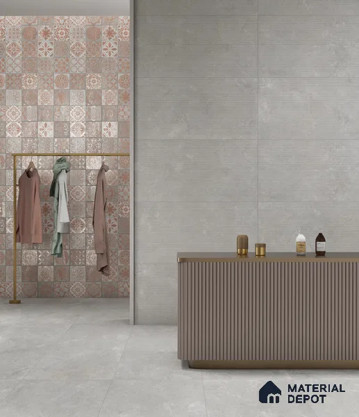 Punch Wall Tile TL 12489 H Palmiro Grey 4 ft x 2 ft Petals Protex Glr Punch Finish Vitified - 9 mm | 6 Random Design | Suitable for Living Room, Bedroom, Dining & Kitchen Wall