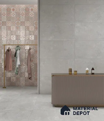 Stone Floor & Wall Tile TL 12489 I Palmiro Grey 4 ft x 2 ft Petals Protex Glr Matt Finish Vitified - 9 mm | 6 Random Design | Suitable for Living Room, Bedroom, Dining & Kitchen