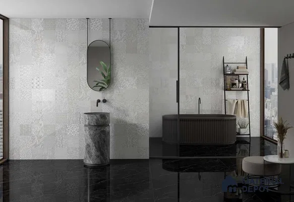 Highlighter Wall TL 12528 B Urban White 4 ft x 2 ft High Gloss Finish Vitrified Tile - 8.5 mm | 3 Random Design | Suitable for Living Room, Bathroom, Dining & Highlighter Wall