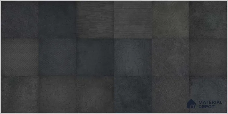 Highlighter Wall TL 12528 Urban Black 4 ft x 2 ft High Gloss Finish Vitrified Tile - 8.5 mm | 3 Random Design | Suitable for Living Room, Bathroom, Dining & Highlighter Wall