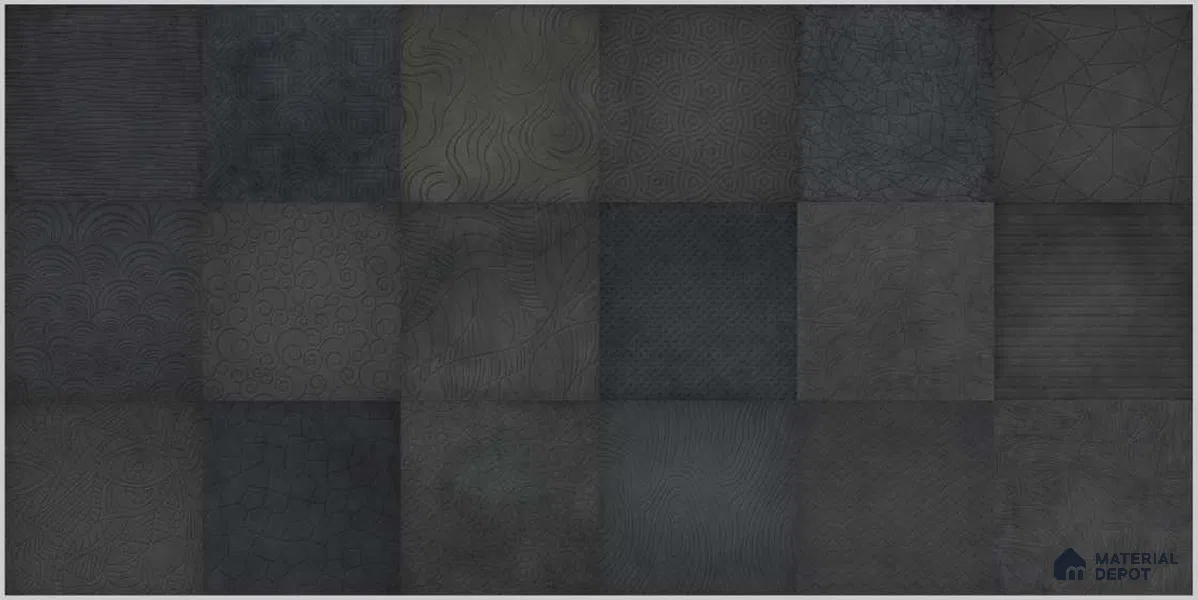 Highlighter Wall TL 12528 Urban Black 4 ft x 2 ft High Gloss Finish Vitrified Tile - 8.5 mm | 3 Random Design | Suitable for Living Room, Bathroom, Dining & Highlighter Wall