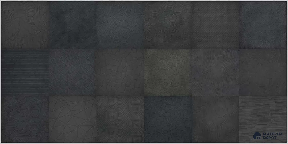 Highlighter Wall TL 12528 Urban Black 4 ft x 2 ft High Gloss Finish Vitrified Tile - 8.5 mm | 3 Random Design | Suitable for Living Room, Bathroom, Dining & Highlighter Wall