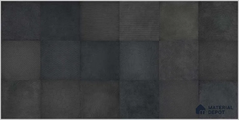 Highlighter Wall TL 12528 Urban Black 4 ft x 2 ft High Gloss Finish Vitrified Tile - 8.5 mm | 3 Random Design | Suitable for Living Room, Bathroom, Dining & Highlighter Wall