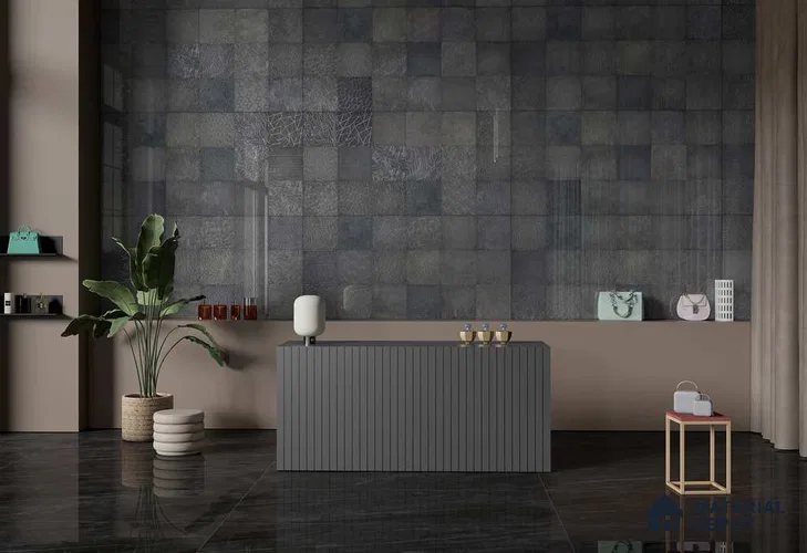 Highlighter Wall TL 12528 Urban Black 4 ft x 2 ft High Gloss Finish Vitrified Tile - 8.5 mm | 3 Random Design | Suitable for Living Room, Bathroom, Dining & Highlighter Wall