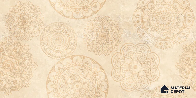 Highlighter Wall TL 12537 Mandala Beige 4 ft x 2 ft Digi Matte Finish Vitrified Tile - 9 mm | Suitable for Living Room, Bathroom, Dining & Highlighter Wall