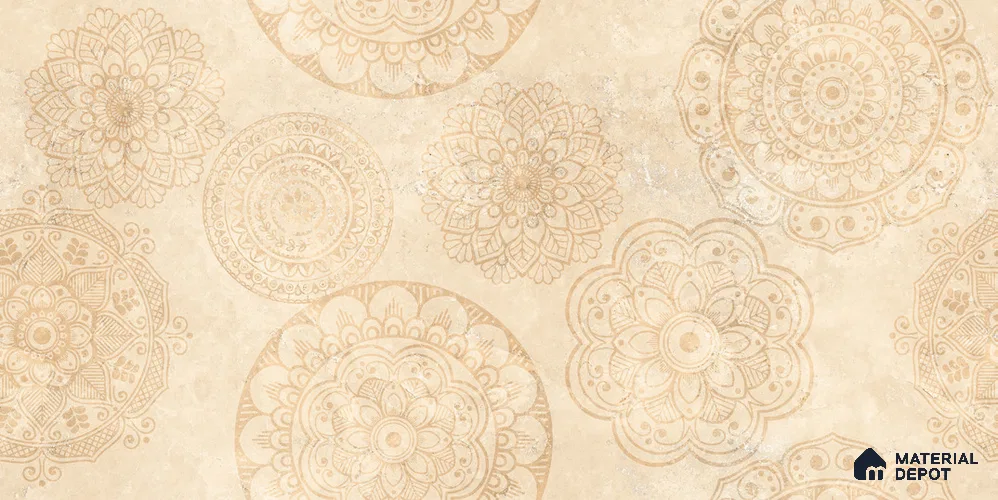 Highlighter Wall TL 12537 Mandala Beige 4 ft x 2 ft Digi Matte Finish Vitrified Tile - 9 mm | Suitable for Living Room, Bathroom, Dining & Highlighter Wall