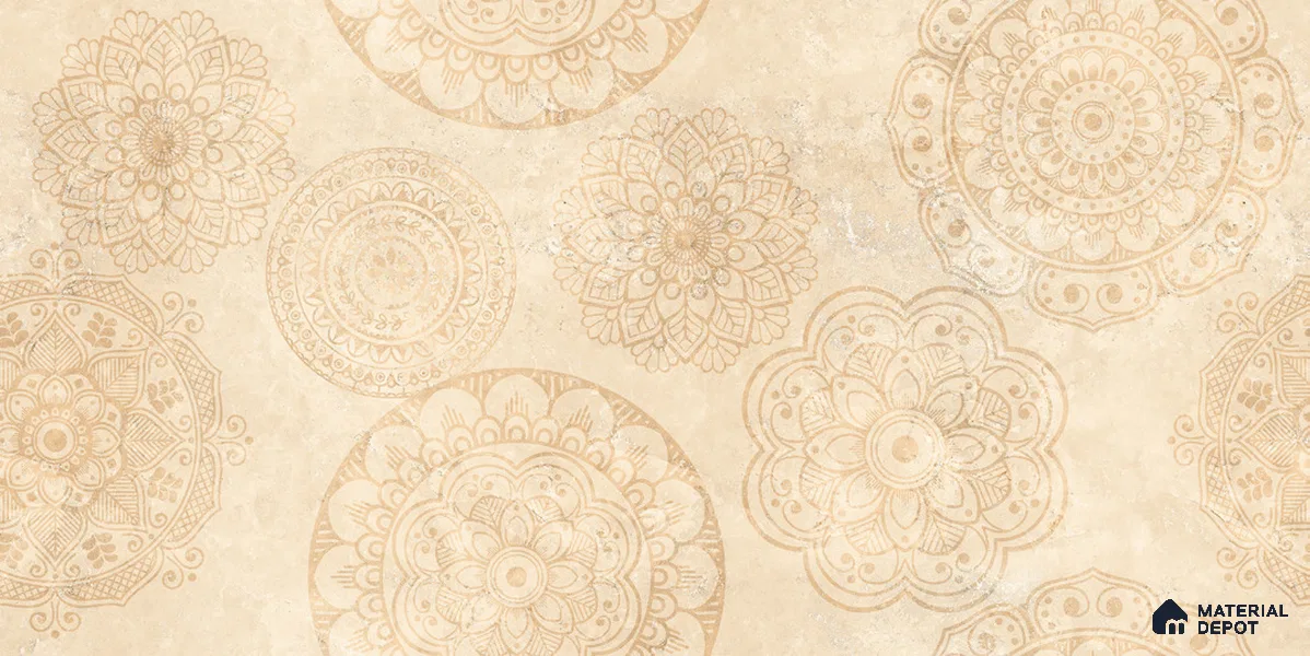 Highlighter Wall TL 12537 Mandala Beige 4 ft x 2 ft Digi Matte Finish Vitrified Tile - 9 mm | Suitable for Living Room, Bathroom, Dining & Highlighter Wall