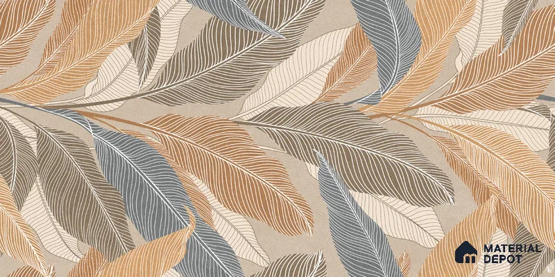 Floral Wall TL 12540 Foglia Autumn 4 ft x 2 ft Digi Matte Finish Vitrified Tile - 9 mm | Suitable for Living Room, Bathroom, Dining & Highlighter Wall