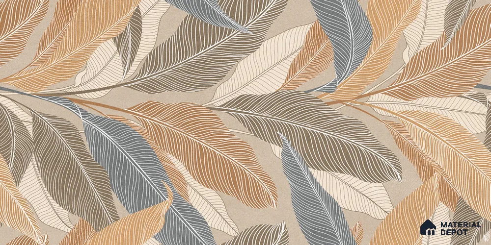 Floral Wall TL 12540 Foglia Autumn 4 ft x 2 ft Digi Matte Finish Vitrified Tile - 9 mm | Suitable for Living Room, Bathroom, Dining & Highlighter Wall