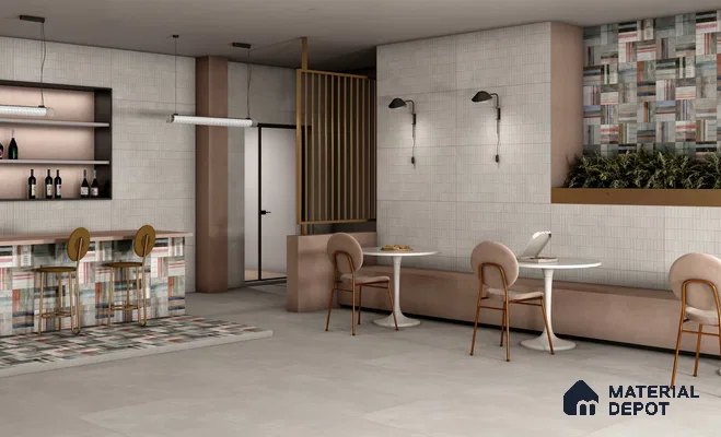 Cement Floor & Wall Tile TL 12490 C Santino Ash 4 ft x 2 ft Petals Protex Glr Matt Finish Vitified - 9 mm | 4 Random Design | Suitable for Living Room, Bedroom, Dining & Kitchen