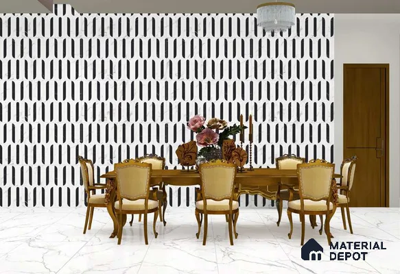 Highlighter Wall TL 12523 Chess Kick 4 ft x 2 ft Porce Finish Vitrified Tile - 8.5 mm | 3 Random Design | Suitable for Living Room, Bathroom, Dining & Highlighter Wall