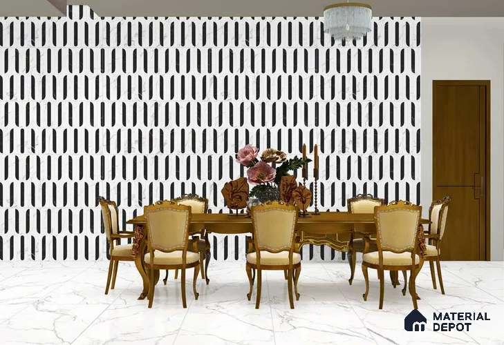 Highlighter Wall TL 12523 Chess Kick 4 ft x 2 ft Porce Finish Vitrified Tile - 8.5 mm | 3 Random Design | Suitable for Living Room, Bathroom, Dining & Highlighter Wall