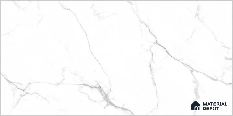 Marble Floor & Wall TL 12526 Rome White 4 ft x 2 ft Porce Finish Vitrified Tile - 8.5 mm | 5 Random Design | Suitable for Living Room, Bathroom, Dining & Highlighter Wall