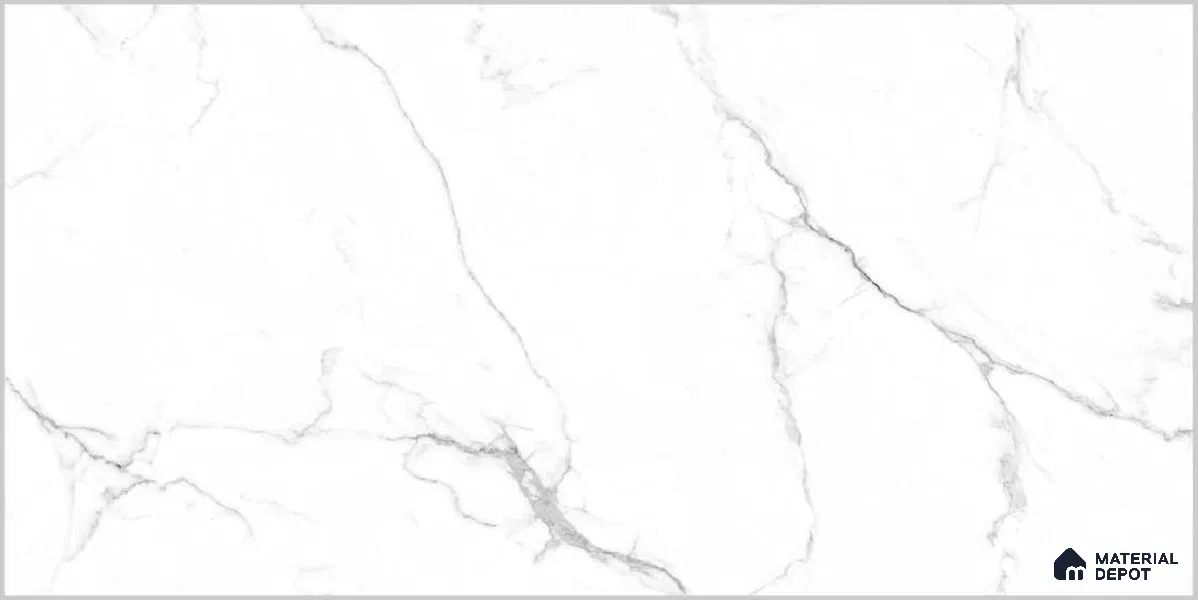 Marble Floor & Wall TL 12526 Rome White 4 ft x 2 ft Porce Finish Vitrified Tile - 8.5 mm | 5 Random Design | Suitable for Living Room, Bathroom, Dining & Highlighter Wall
