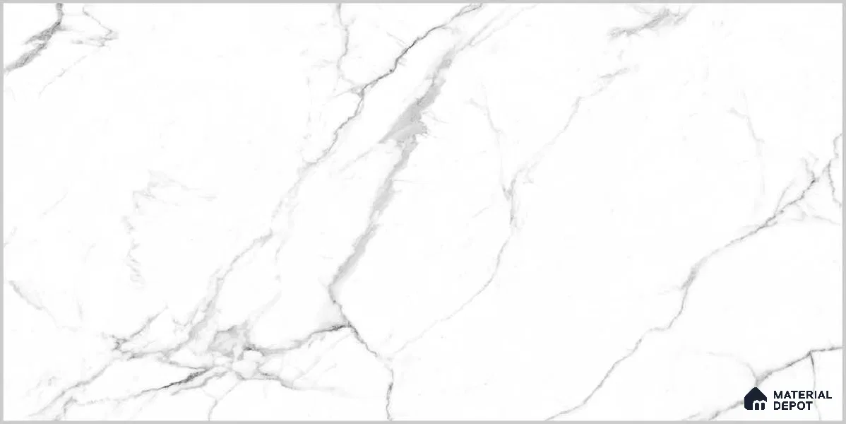 Marble Floor & Wall TL 12526 Rome White 4 ft x 2 ft Porce Finish Vitrified Tile - 8.5 mm | 5 Random Design | Suitable for Living Room, Bathroom, Dining & Highlighter Wall