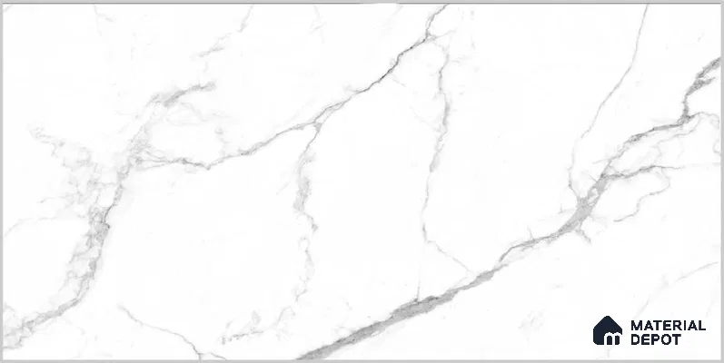Marble Floor & Wall TL 12526 Rome White 4 ft x 2 ft Porce Finish Vitrified Tile - 8.5 mm | 5 Random Design | Suitable for Living Room, Bathroom, Dining & Highlighter Wall