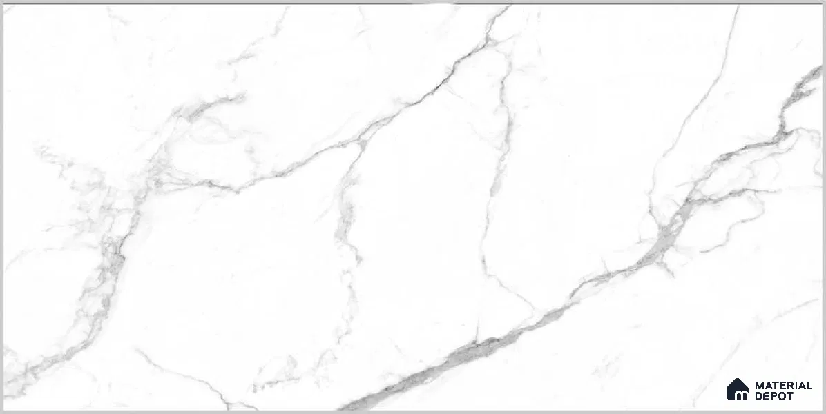 Marble Floor & Wall TL 12526 Rome White 4 ft x 2 ft Porce Finish Vitrified Tile - 8.5 mm | 5 Random Design | Suitable for Living Room, Bathroom, Dining & Highlighter Wall