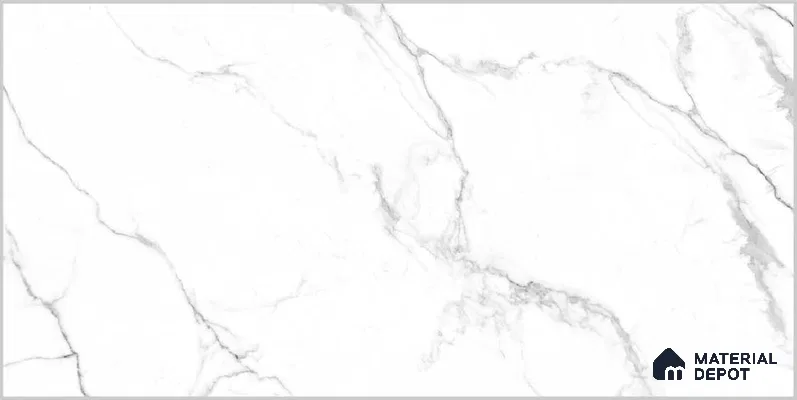 Marble Floor & Wall TL 12526 Rome White 4 ft x 2 ft Porce Finish Vitrified Tile - 8.5 mm | 5 Random Design | Suitable for Living Room, Bathroom, Dining & Highlighter Wall
