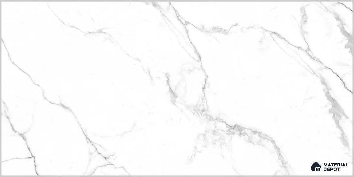 Marble Floor & Wall TL 12526 Rome White 4 ft x 2 ft Porce Finish Vitrified Tile - 8.5 mm | 5 Random Design | Suitable for Living Room, Bathroom, Dining & Highlighter Wall