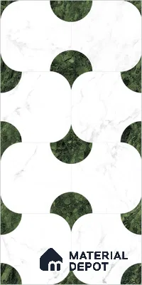 Highlighter Wall TL 12525 Greenbru 4 ft x 2 ft Porce Finish Vitrified Tile - 8.5 mm | 3 Random Design | Suitable for Living Room, Bathroom, Dining & Highlighter Wall
