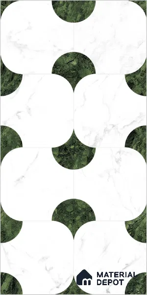 Highlighter Wall TL 12525 Greenbru 4 ft x 2 ft Porce Finish Vitrified Tile - 8.5 mm | 3 Random Design | Suitable for Living Room, Bathroom, Dining & Highlighter Wall