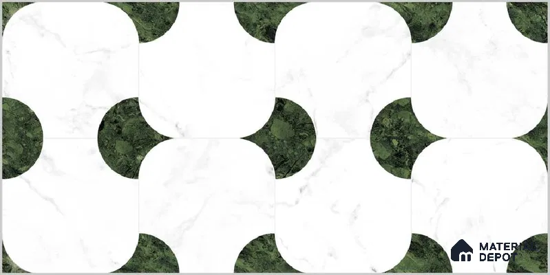 Highlighter Wall TL 12525 Greenbru 4 ft x 2 ft Porce Finish Vitrified Tile - 8.5 mm | 3 Random Design | Suitable for Living Room, Bathroom, Dining & Highlighter Wall