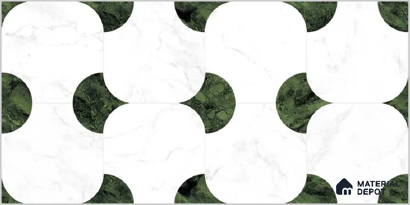 Highlighter Wall TL 12525 Greenbru 4 ft x 2 ft Porce Finish Vitrified Tile - 8.5 mm | 3 Random Design | Suitable for Living Room, Bathroom, Dining & Highlighter Wall