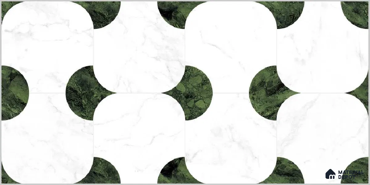 Highlighter Wall TL 12525 Greenbru 4 ft x 2 ft Porce Finish Vitrified Tile - 8.5 mm | 3 Random Design | Suitable for Living Room, Bathroom, Dining & Highlighter Wall