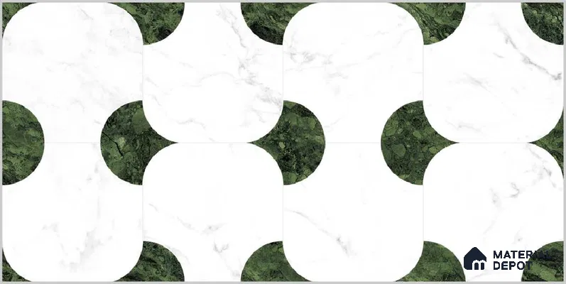 Highlighter Wall TL 12525 Greenbru 4 ft x 2 ft Porce Finish Vitrified Tile - 8.5 mm | 3 Random Design | Suitable for Living Room, Bathroom, Dining & Highlighter Wall