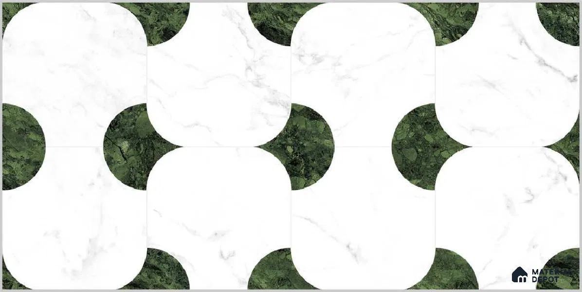 Highlighter Wall TL 12525 Greenbru 4 ft x 2 ft Porce Finish Vitrified Tile - 8.5 mm | 3 Random Design | Suitable for Living Room, Bathroom, Dining & Highlighter Wall