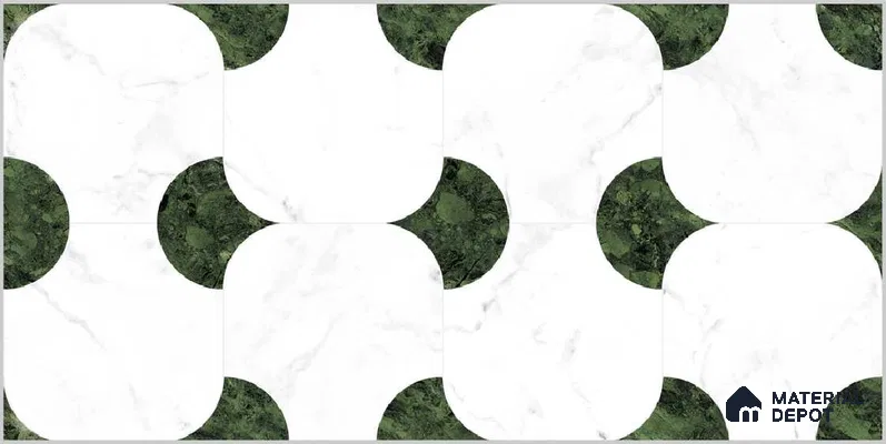 Highlighter Wall TL 12525 Greenbru 4 ft x 2 ft Porce Finish Vitrified Tile - 8.5 mm | 3 Random Design | Suitable for Living Room, Bathroom, Dining & Highlighter Wall