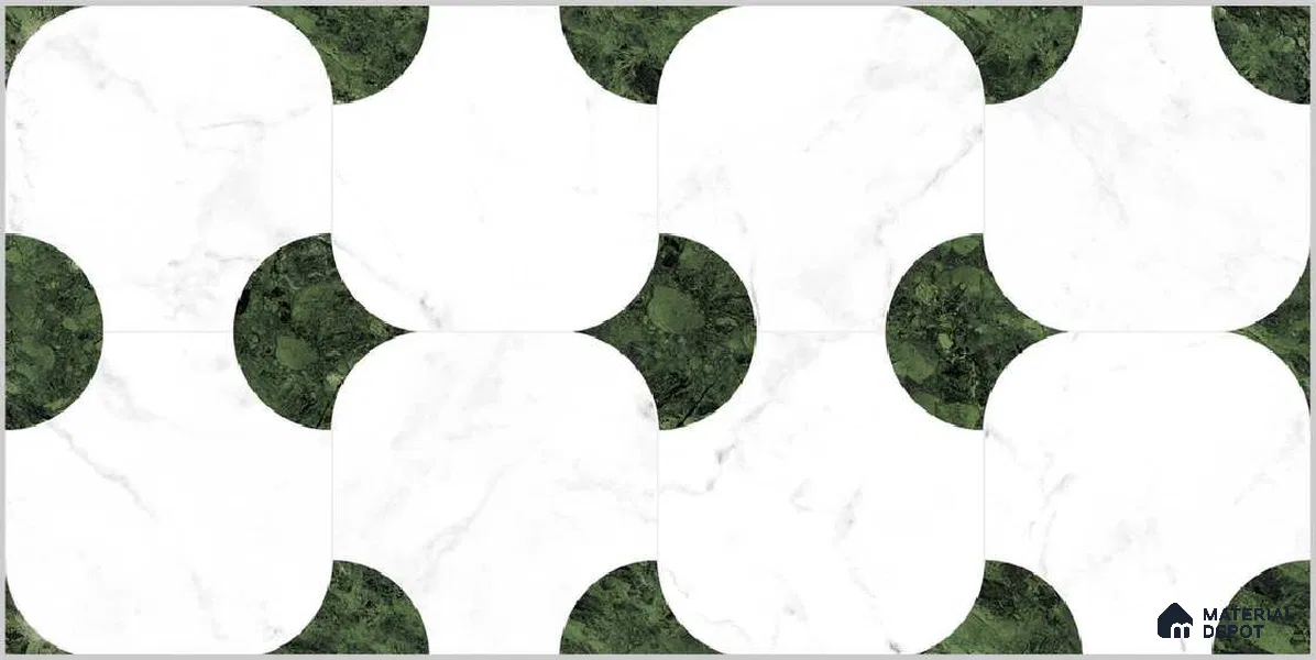 Highlighter Wall TL 12525 Greenbru 4 ft x 2 ft Porce Finish Vitrified Tile - 8.5 mm | 3 Random Design | Suitable for Living Room, Bathroom, Dining & Highlighter Wall
