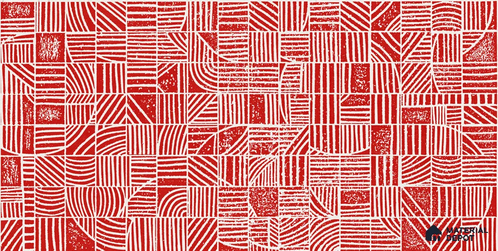 Highlighter Wall TL 12536 B Maze Red 4 ft x 2 ft Digi Matte Finish Vitrified Tile - 9 mm | Suitable for Living Room, Bathroom, Dining & Highlighter Wall