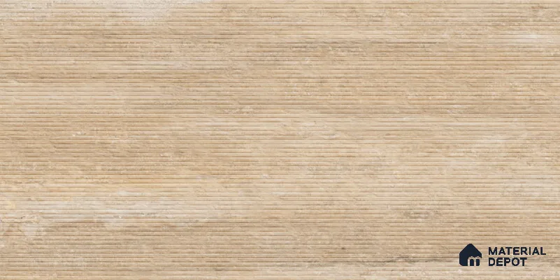 Punch Travertine Wall Tile TL 12491 B Travex Beige 4 ft x 2 ft Petals Protex Glr Punch Finish Vitified - 9 mm | 6 Random Design | Suitable for Living Room, Bedroom, Dining & Kitchen Wall