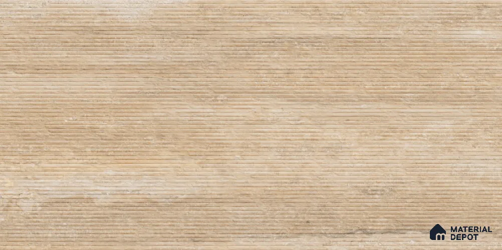 Punch Travertine Wall Tile TL 12491 B Travex Beige 4 ft x 2 ft Petals Protex Glr Punch Finish Vitified - 9 mm | 6 Random Design | Suitable for Living Room, Bedroom, Dining & Kitchen Wall