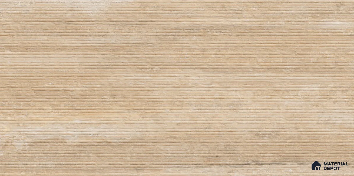 Punch Travertine Wall Tile TL 12491 B Travex Beige 4 ft x 2 ft Petals Protex Glr Punch Finish Vitified - 9 mm | 6 Random Design | Suitable for Living Room, Bedroom, Dining & Kitchen Wall