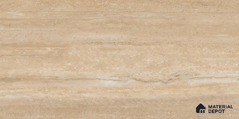 Stone Travertine Floor & Wall Tile TL 12491 C Travex Beige 4 ft x 2 ft Petals Protex Glr Matt Finish Vitified - 9 mm | 6 Random Design | Suitable for Living Room, Bedroom, Dining & Kitchen