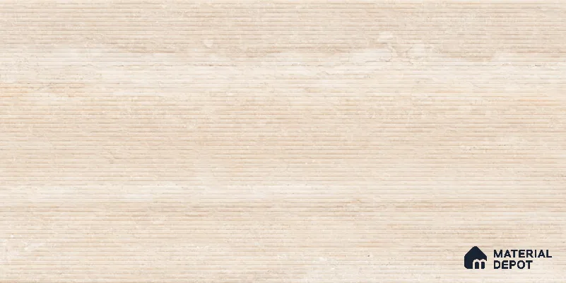Punch Travertine Wall Tile TL 12491 E Travex Camel 4 ft x 2 ft Petals Protex Glr Punch Finish Vitified - 9 mm | 6 Random Design | Suitable for Living Room, Bedroom, Dining & Kitchen Wall