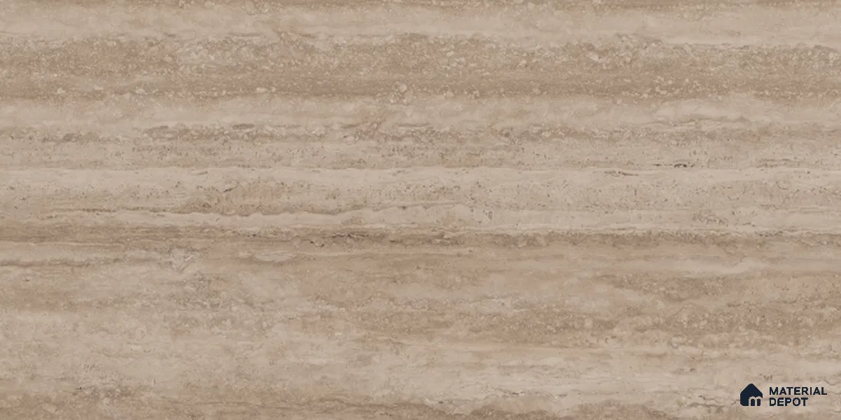 Stone Travertine Floor & Wall Tile TL 12491 G Travex Cocoa 4 ft x 2 ft Petals Protex Super Glossy Finish Vitified - 9 mm | 6 Random Design | Suitable for Living Room, Bedroom, Dining & Kitchen