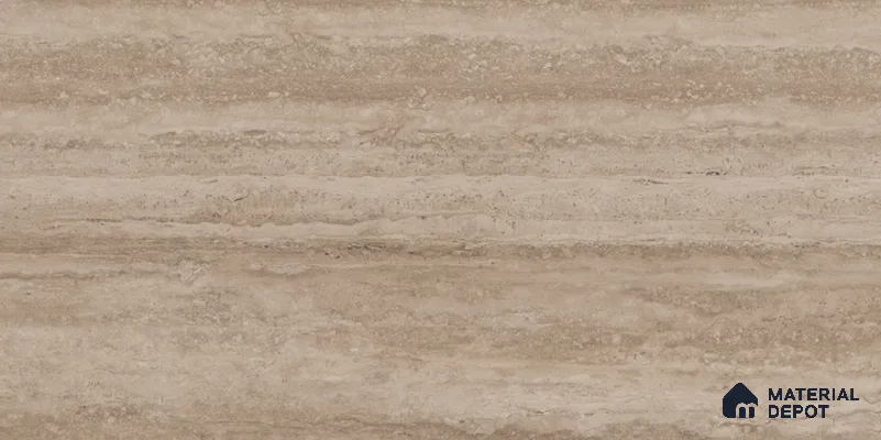 Stone Travertine Floor & Wall Tile TL 12491 I Travex Cocoa 4 ft x 2 ft Petals Protex Glr Matt Finish Vitified - 9 mm | 6 Random Design | Suitable for Living Room, Bedroom, Dining & Kitchen