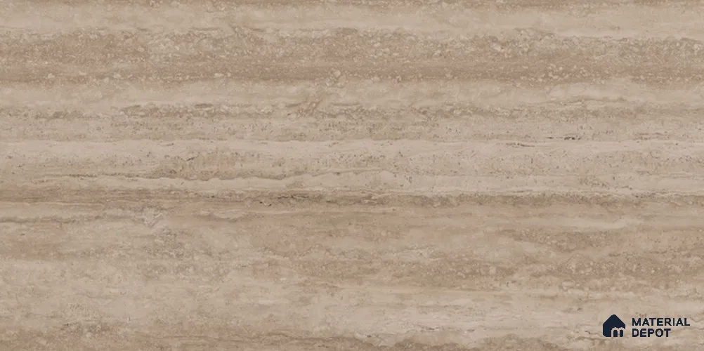 Stone Travertine Floor & Wall Tile TL 12491 I Travex Cocoa 4 ft x 2 ft Petals Protex Glr Matt Finish Vitified - 9 mm | 6 Random Design | Suitable for Living Room, Bedroom, Dining & Kitchen