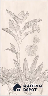Floral Wall Tile TL 10050 Hordix Crema Decor A 8 ft x 4 ft Vitrified Matte Finish - 9 mm | Random 3 | Adhesive and Spacers Must be Used During Installation