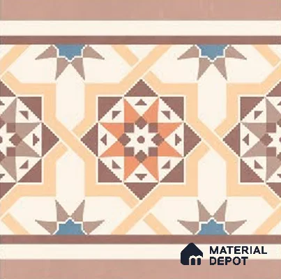 Moroccans Floor Tile TL 09912 B Pixel Border 8x8 inch Vitrified Matte Finish - 9 mm | Suitable For Living Room, Bedroom | 2 mm Spacer is Mandatory | Please Expect a Slight Variation of Pattern