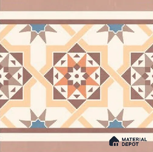 Moroccans Floor Tile TL 09912 B Pixel Border 8x8 inch Vitrified Matte Finish - 9 mm | Suitable For Living Room, Bedroom | 2 mm Spacer is Mandatory | Please Expect a Slight Variation of Pattern