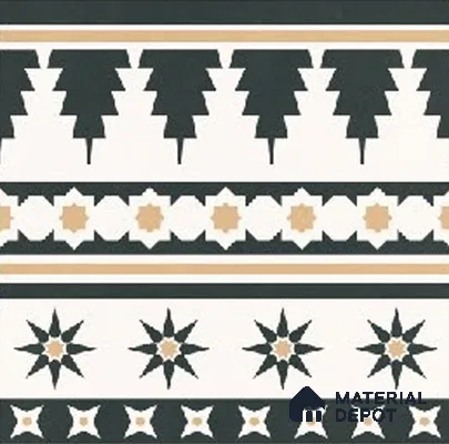 Moroccans Floor Tile TL 09906 B Nero Star Border 8x8 inch Vitrified Matte Finish - 9 mm | Suitable For Living Room, Bedroom | 2 mm Spacer is Mandatory | Please Expect a Slight Variation of Pattern