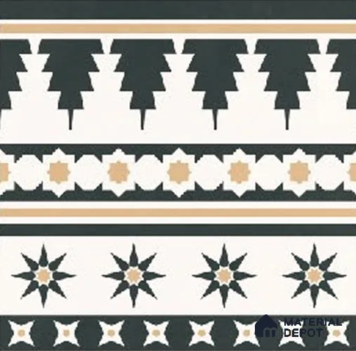 Moroccans Floor Tile TL 09906 B Nero Star Border 8x8 inch Vitrified Matte Finish - 9 mm | Suitable For Living Room, Bedroom | 2 mm Spacer is Mandatory | Please Expect a Slight Variation of Pattern